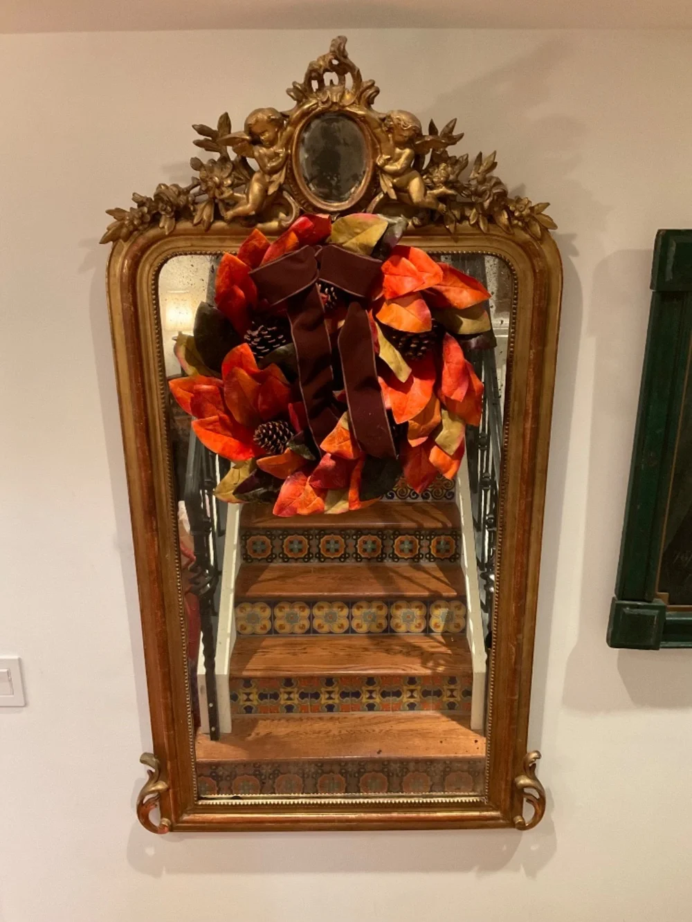 Set of 3 fall wreaths, one with brown velvet bow detail